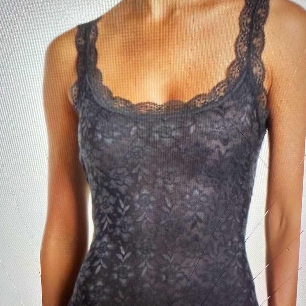 Black Fuchsia by Secret Lace Charcoal Gray Tank Top Size M NEW!